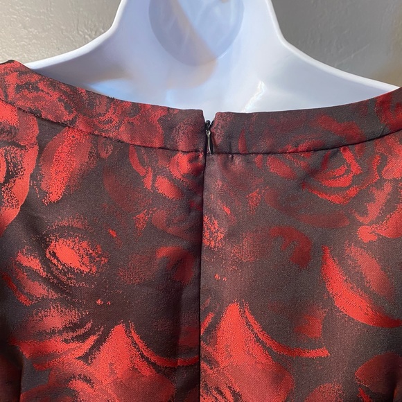 LIZ CLAIBORNE Black and red jacquard Rose Pattern Dress - Picture 6 of 16